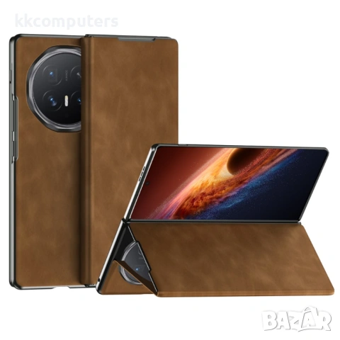 Калъф тип тефтер за Honor Magic V6 5G с Nappa текстура, стойка и отделение за карта – 3 цвята, снимка 2 - Калъфи, кейсове - 54339409
