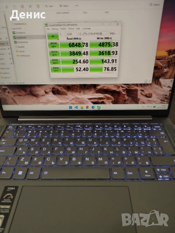 Lenovo Yoga Pro 7 2.6K / Ryzen 5 7535HS / 16GB DDR5 6400 / 512GB Samsung NVMe / Подсветка клавиатура, снимка 8 - Лаптопи за работа - 54462354