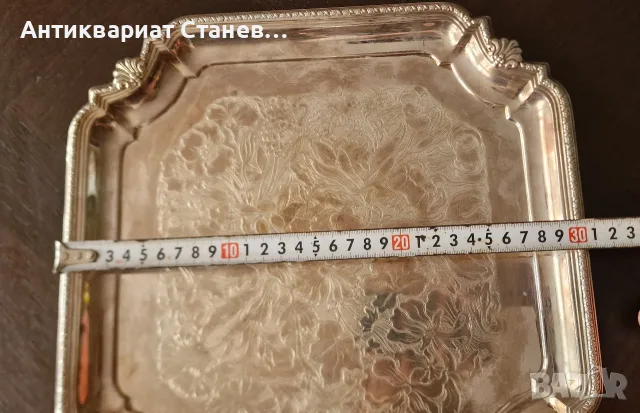 Аристократичен винтидж посребрен поднос, снимка 5 - Антикварни и старинни предмети - 55316633