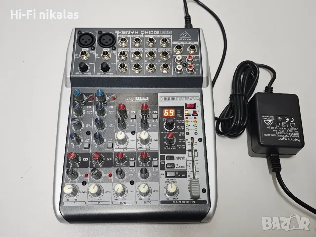 миксер смесител мишпулт процесор ефект BEHRINGER XENYX QX1002 USB Klark Teknik multi FX-processor