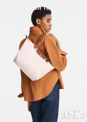 НОВА Longchamp Le Pliage – с етикети, млечно бежова, М, дълги дръжки, снимка 16 - Чанти - 54517947