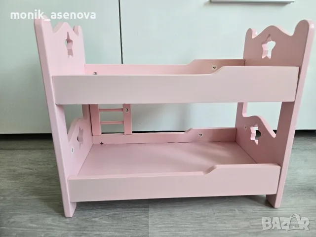 Дървено двуетажно легло за кукли, снимка 3 - Кукли - 55599160