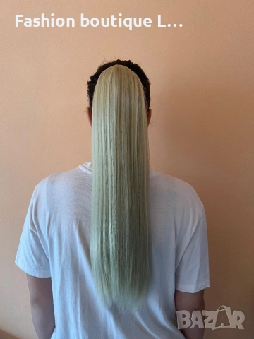 Сива нова коса на екстеншън тип конска опашка дължина 60 см. 100 грама може да се обработва топлинно