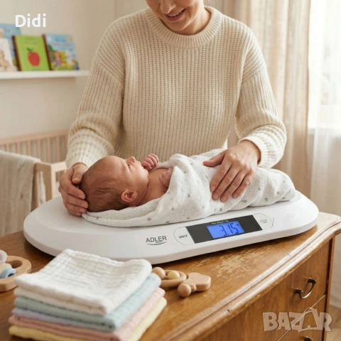 Електронна бебешка везна ADLER - Прецизно измерване до 20 кг с HOLD функция и точност до 0.01 кг