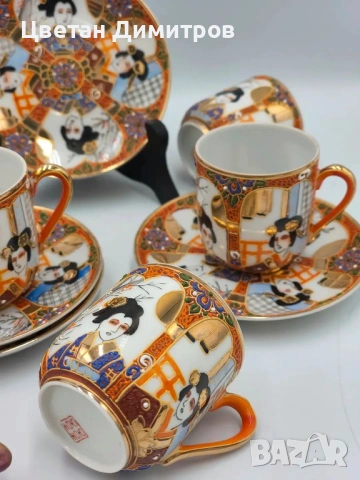 Satsuma Japan японски порцеланов сервиз за кафе,  „Lithophane Geisha“, снимка 10 - Сервизи - 54374782