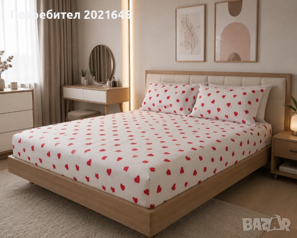 Чаршаф с ластик за 180/200 и 2 калъфки, снимка 3 - Спално бельо - 54708561
