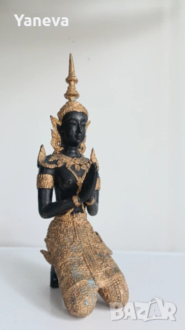 Бронзова, тайландска скулптура с позлата на Тепханом, митологичен ангел-пазител на храмовете и Буда , снимка 2 - Статуетки - 53964205