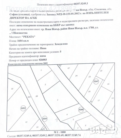 ПРОДАВАМ ИМОТ - 1.6 дка на главен път - гр. Нови Искър