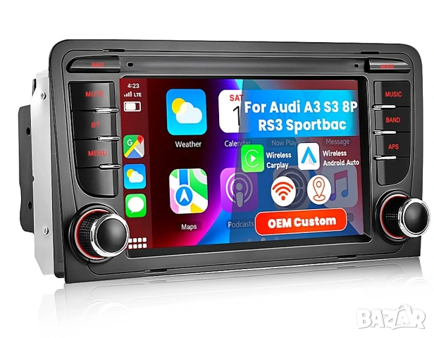 Мултимедия Двоен дин за Audi A3 S3 8P RS3 Андроид 2 Дин навигация плеър Android Ауди А3 2DIN 2003-12