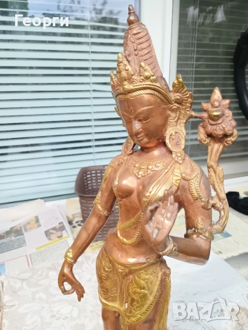 Голяма бронзова Тара,статуетка-43 см., снимка 7 - Колекции - 54254899