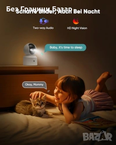 Нова Безжична вътрешна камера PTZ с батерия двупосочно аудио за наблюдение дом стая, снимка 5 - Други - 54109507