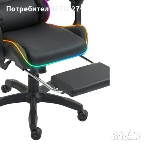Геймърски стол премиум LED: Ергономичен комфорт със 7 цвята светлинни ефекти и релакс зона, снимка 3 - Столове - 55202278