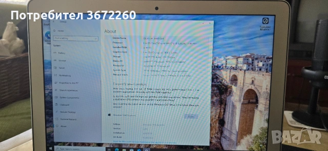MacBook Air A1466 EMC 2632 – Отлично състояние, Windows 10, снимка 4 - Лаптопи за дома - 54811826