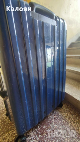 Голям твърд син куфар Passenger Classic 73cm, снимка 4 - Куфари - 54929788