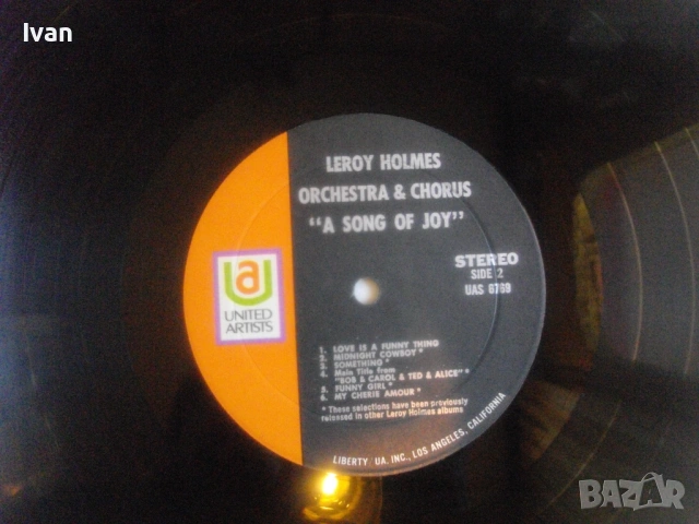 Leroy Holmes: A Song Of Joy LP VG ВИНИЛОВА ГРАМОФОННА ПЛОЧА ОРИГИНАЛНА USA UAS-6769 ЛЕРОЙ ХОЛМС, снимка 15 - Грамофонни плочи - 54611473