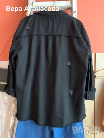 🍒 Връхна дънкова риза с накъсан ефект🔝, снимка 3 - Ризи - 54101846