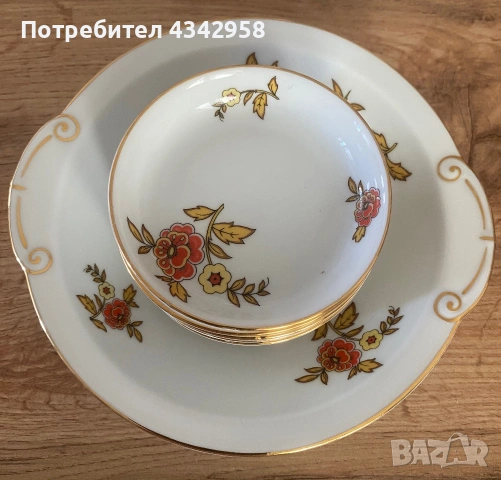 Винтидж порцеланов комплект Thomas Bavaria, 1931 г. – купа с 6 купички., снимка 2 - Антикварни и старинни предмети - 55077760
