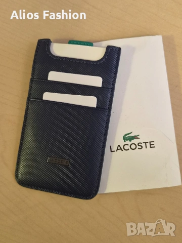 Оригинален кожен кардхолдер Lacoste (калъф за карти) – Двулицев / Нов 