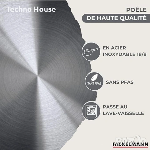 Tиган Fackelmann, 20см, изработен от неръждаема стомана 18/8, подходящ за всички видове котлони, снимка 4 - Съдове за готвене - 54215627