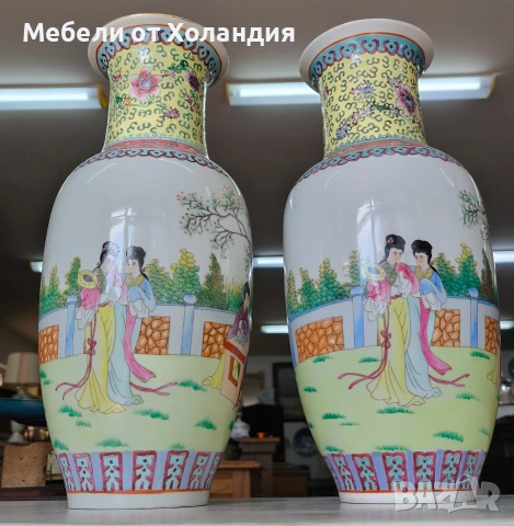 Двойка рисувани китайски вази, снимка 9 - Вази - 54386909