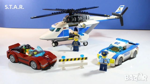 Лего Полицейско преследване с хеликоптер 60138 Lego Police High Speed Chase with Helicopter, снимка 2 - Конструктори - 52417720