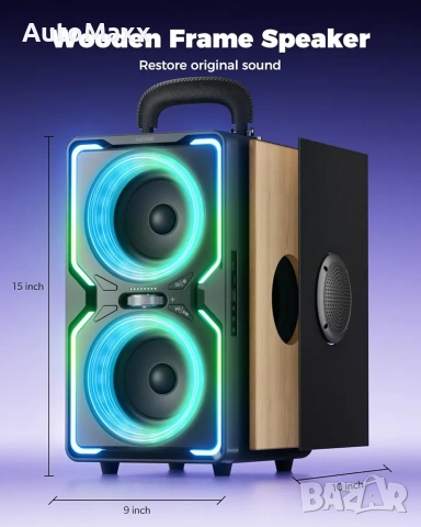 Голям Bluetooth високоговорител AKONE, 200W пиков мощен силен звук с дълбок бас, снимка 8 - Bluetooth тонколони - 54754710