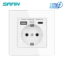  4621 Стилен Стъклен Контакт LUX, Бял – Двойно Бързо Зареждане 20W USB-A & Type-C, снимка 4