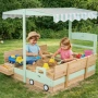 Детски дървен пясъчник 120 см | Въртящ се навес 360° и пейки | PraktiHome, снимка 2