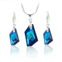 Комплект бижута Сваровски Bermuda Blue – колие и обеци De Art Crystal в син цвят, снимка 1