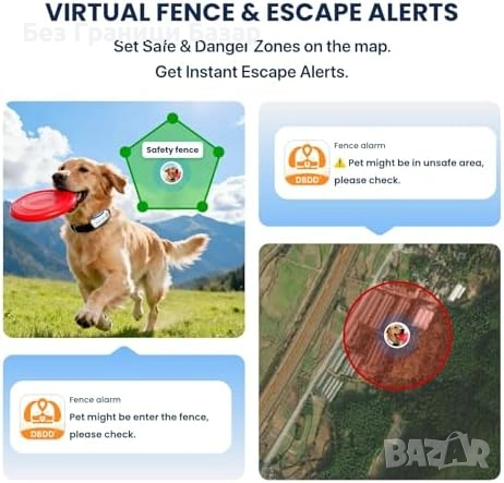 Нов тракер GPS устройство за кучета с проследяване в реално време AI за телефон iOS Android, снимка 4 - За кучета - 54089969
