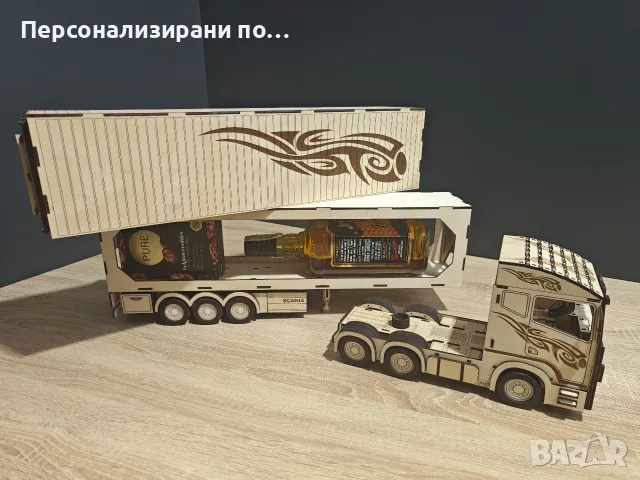 Персонализиран подарък минибар ТИР камион с ремарке поставка за бутилка вино, уиски или друг алкохол, снимка 9 - Други - 55067192