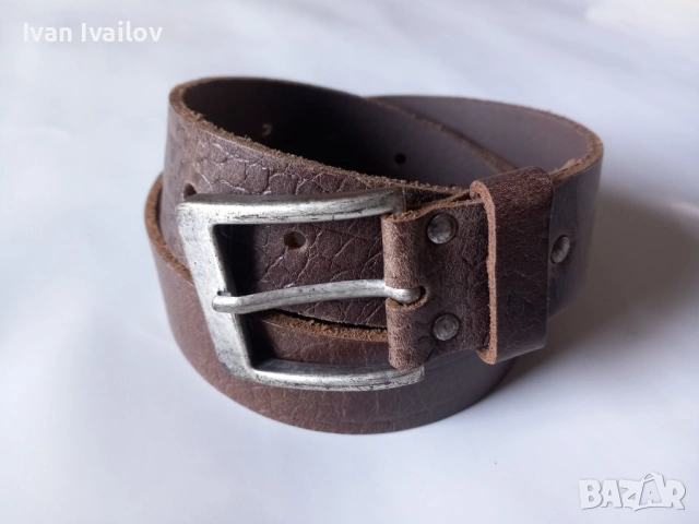 Мъжки колан от естествена кожа (MADE IN HOLLAND) – Тъмнокафяв / 120 см