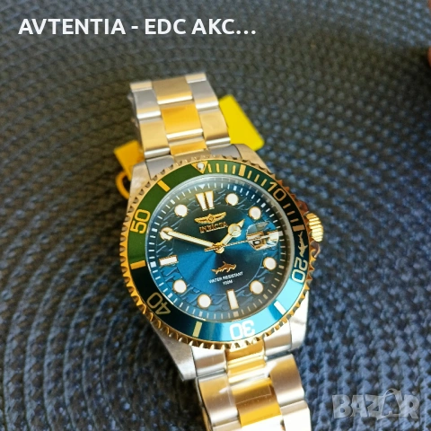 Часовник Invicta Prodiver 100м, механизъм Seiko/Hattori/TMI, корона на винт, 43мм, синьо-зелен, снимка 4 - Мъжки - 54582280