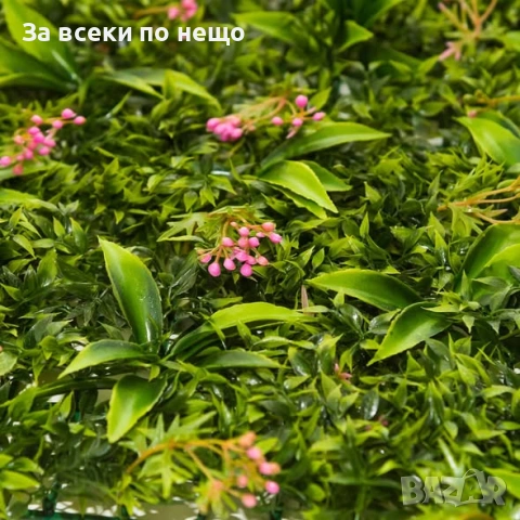 Зелено пано за стена с розови цветчета, 50*50см Код P2780, снимка 3 - Декорация за дома - 55069519