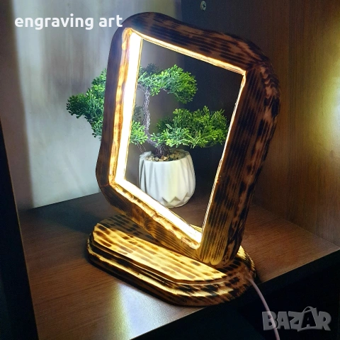 Дървена лед лампа, снимка 5 - Настолни лампи - 54318428