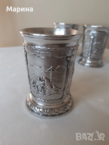 Комплект за ракия от калай Antik*Vintage № 23 1, снимка 4 - Антикварни и старинни предмети - 54458780