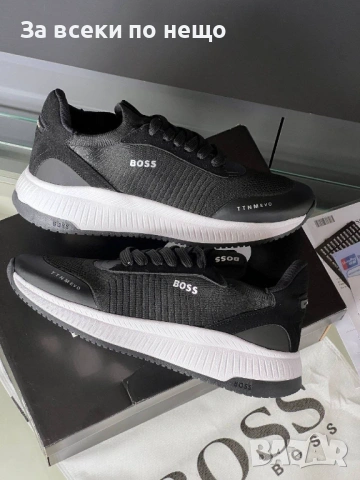 Hugo Boss Мъжки Черни Маратонки👟Мъжки Спортни Обувки В Черен Цвят Хуго Бос Код E1324, снимка 2 - Маратонки - 54148440