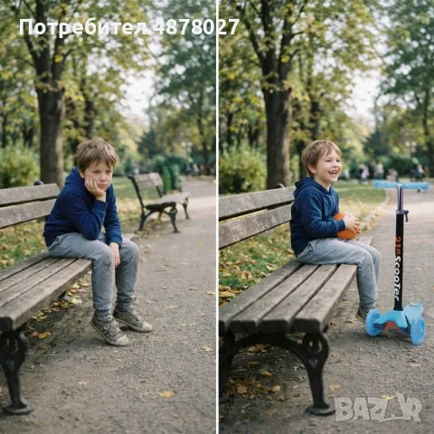 Детска тротинетка 21st Scooter със светещи колела, сгъваема, до 50кг – Синя, снимка 2 - Скутери и тротинетки - 55564485