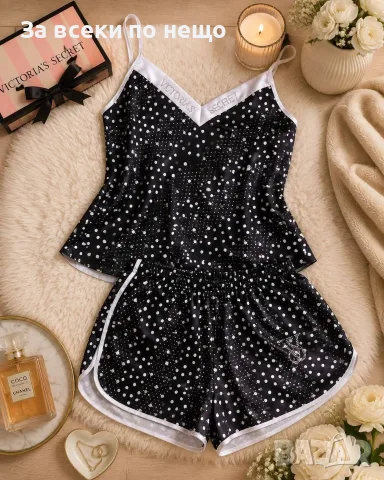 Victoria's Secret Дамска Лятна Пижама Горнище Потник И Къси Панталонки - 13 Цвята Код SK1974, снимка 12 - Пижами - 55627402
