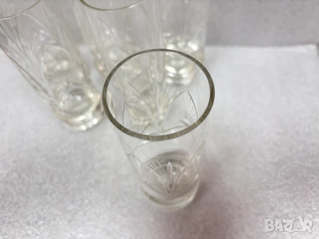 Български Кристални Чаши, гравирани, 6 броя, снимка 3 - Чаши - 55147288