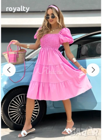Нова Стилна Розова Дамска Рокля 