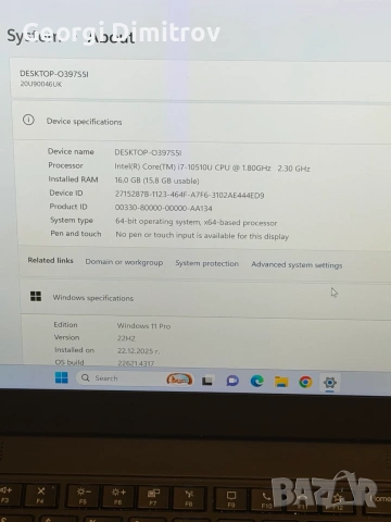 Lenovo x1 carbon i7-10510U/16RAM/512SSD/UHD Graphics/4K Дисплей, снимка 4 - Лаптопи за работа - 54984276