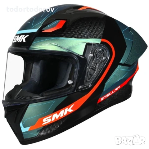 ПРОМОЦИЯ Мото каска за мотор SMK STELLAR SPORT FLIGHT Black/Blue/Orange 119 лв. / 60.84 €
