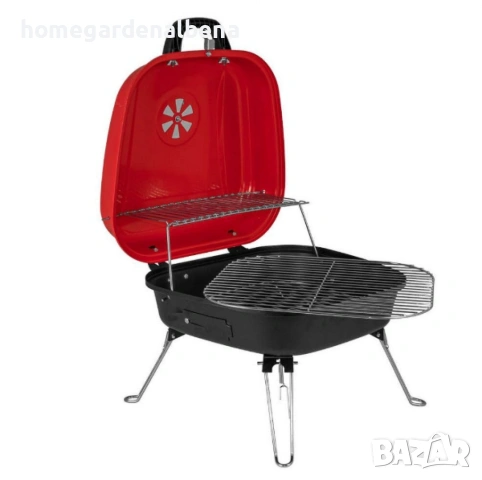 Барбекю Muhler с капак 40x40 см – въглища, преносимо, компактно градинско BBQ