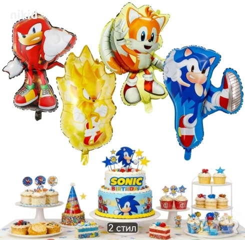 4 вида Бягащ Соник Sonic фолио фолиев балон хелий и въздух, снимка 3 - Други - 31111806