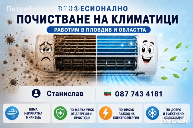 Професионално почистване на климатици — Пловдив и региона