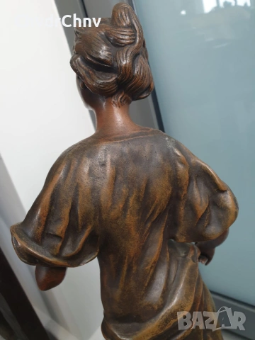 49см-3кг Moreau ЦАМ статуетка/стара френска скулптура/фигура на жена-художничка, снимка 7 - Статуетки - 54166256