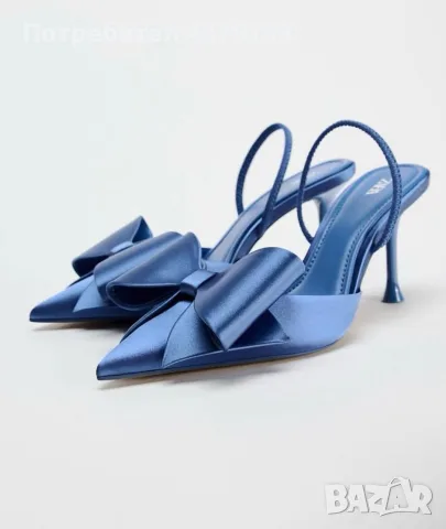 Zara Satin Effect Bow Heels сатенени обувки с панделка 40 номер