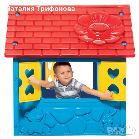 Детска градинска къщичка – Синя къща за игра на открито и закрито с отваряеми врати и прозорци, снимка 11 - Други - 55081827