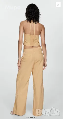 Дамски дълъг карго панталон с връзки на талията Mango - размер L/XL, снимка 3 - Панталони - 55330386
